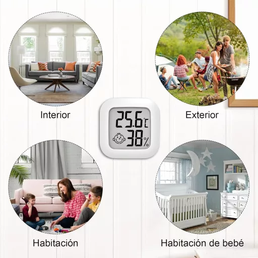 Wepai Mini Digitális Hőmérő és Páratartalom Mérő LCD Kijelzővel - Beltéri Szobai Higrométer Valós Idejű Méréshez, Fehér