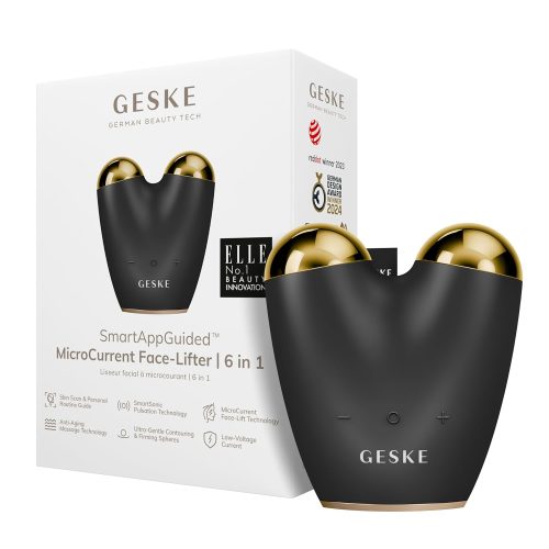 GESKE SmartAppGuided Dispozitiv de fermitate facială cu microcurenți 6 în 1 - Antirid, modelare maxilar, ridicare bărbie cu aplicație