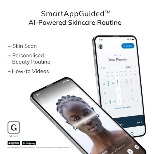 GESKE SmartAppGuided 6 az 1-ben Mikroáramú Arcfeszesítő Készülék - Ránctalanító, Állformáló, Tokaemelő Eszköz Applikációval