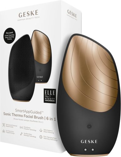 Perie facială sonică termică inteligentă GESKE SmartAppGuided, 6 în 1, Curățare a pielii, Cu funcție de încălzire, Masaj facial, Aparat electric de curățare facială