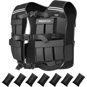   PROIRON Nastaviteľná záťažová vesta 10/20 kg s reflexnými prvkami na beh a tréning