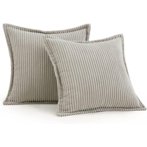 MIULEE Kordbársony Párnahuzat 45x45 cm Világosszürke Csíkos 2 db