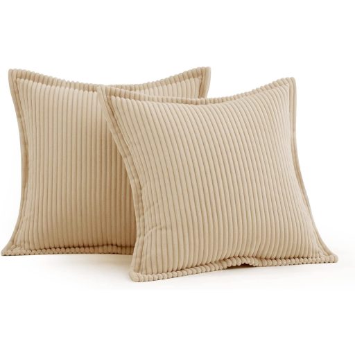 MIULEE Kordbársony Párnahuzat 40x40 cm Bézs Csíkos 2 db Dekoratív Kanapé Párna