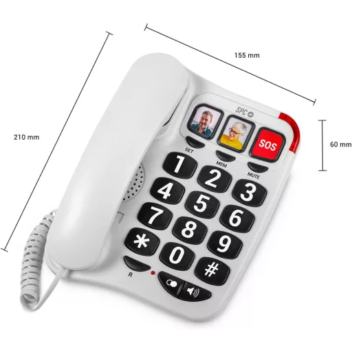 SPC Comfort Numbers 2 Időseknek Nagy Gombos Vezetékes Telefon Fotóval