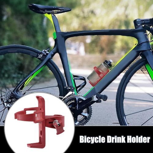 Suport bidon bicicletă ABSOPRO, plastic ușor - Suport sticlă roșu pentru biciclete, accesoriu practic montabil pe cadru.