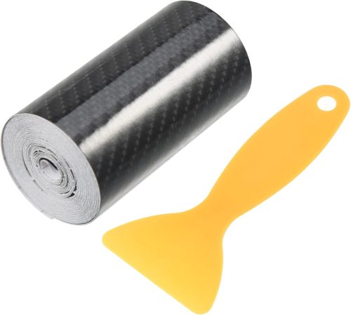 Set Folie Protecție Praguri Auto ABSOPRO - Folie Protectoare Neagră cu Aspect de Fibră de Carbon pentru Praguri Auto - 300x7cm