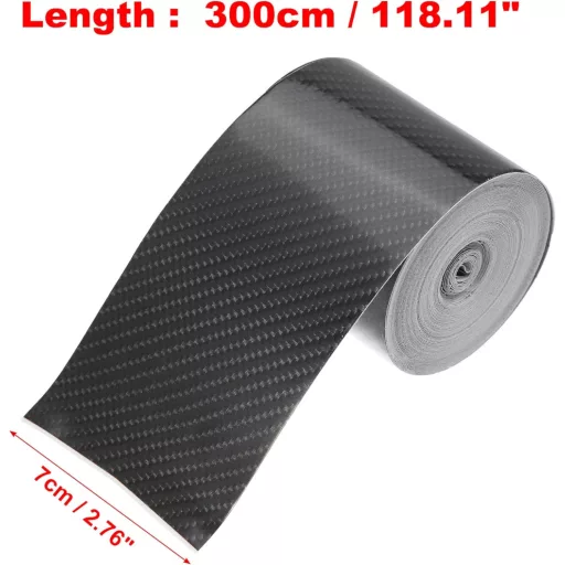 A ABSOPRO Autó Küszöbvédő Fólia Szett - Szénszálas Mintázatú Fekete Védőfólia Autóajtó Küszöbhöz - 300x7cm