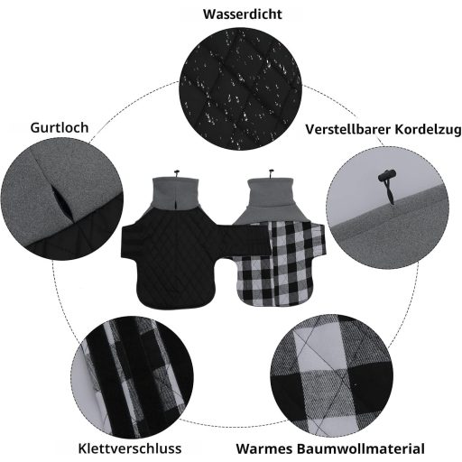 Geyecete Tacskó Téli Kutyakabát Meleg Steppelt Fekete L-es Szélálló