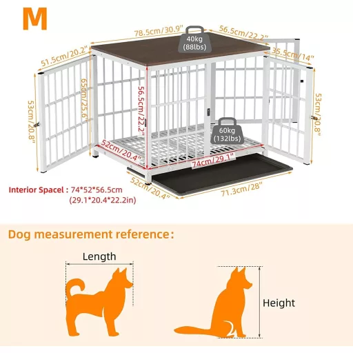 BingoPaw Fa Kutyaház kennel Asztal Funkcióval 3 Ajtós Fehér 78x56x65cm