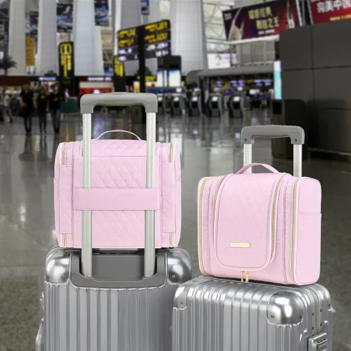 Geantă mare de cosmetice de călătorie, impermeabilă, suspendabilă, pentru femei