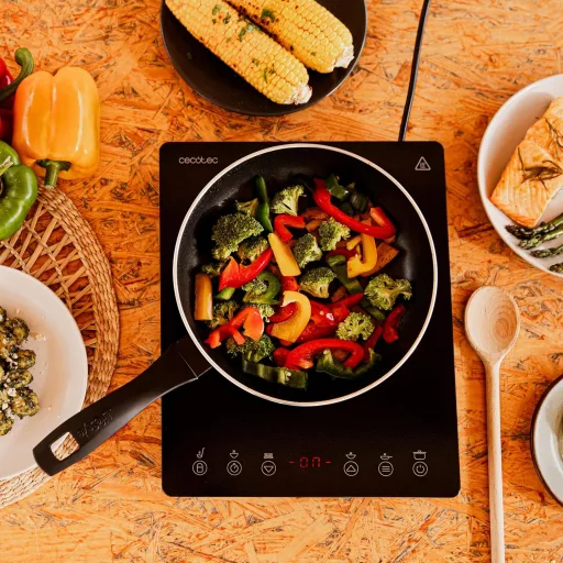 Cecotec Full Magma Slim hordozható indukciós főzőlap 2000W, 8 fokozat, üveg felület, érintőkijelző