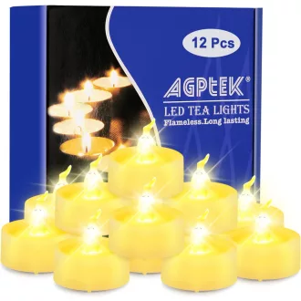   AGPTEK 12 ks LED sviečok s časovačom, teplá biela s efektom plápolania, režim 6/18 hodín