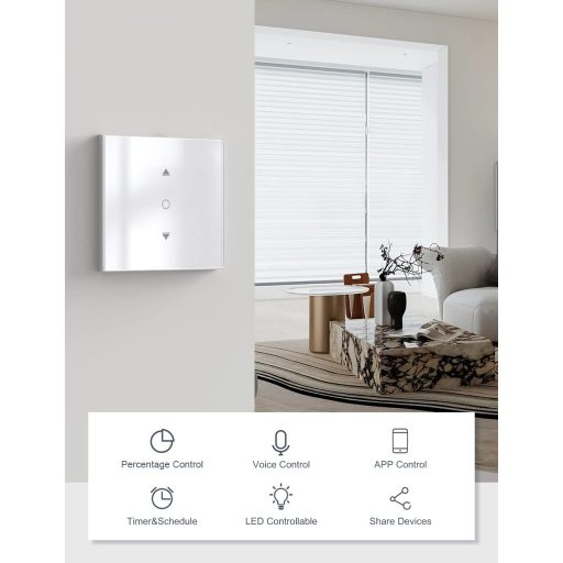Maxcio Întrerupător WiFi pentru jaluzele, set de 4 bucăți - Compatibil cu Alexa și Google Home, Control procentual, Timer, Control vocal, Control inteligent al jaluzelelor pentru casă inteligentă
