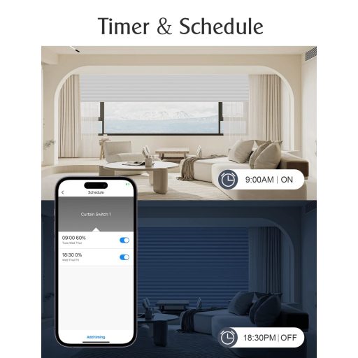 Maxcio Întrerupător WiFi pentru jaluzele, set de 4 bucăți - Compatibil cu Alexa și Google Home, Control procentual, Timer, Control vocal, Control inteligent al jaluzelelor pentru casă inteligentă