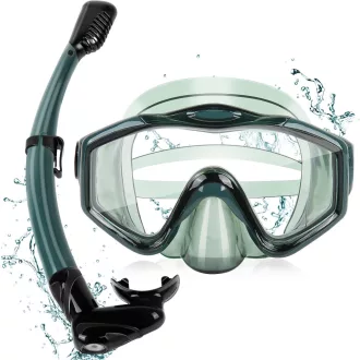   Set snorkeling KUYOU cu mască și tub uscat, anti-infiltrare, anti-aburire pentru scufundări