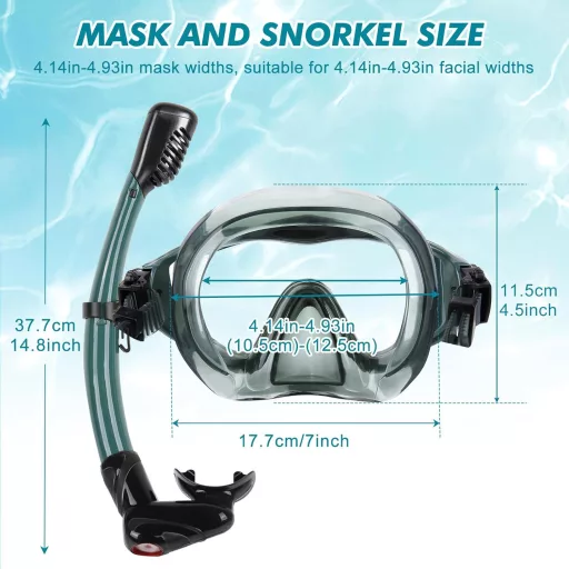 KUYOU Snorkel szett maszk száraz csővel, anti-szivárgás anti-párásodás búvárkodáshoz