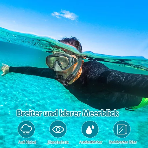 Set snorkeling KUYOU cu mască și tub uscat, anti-infiltrare, anti-aburire pentru scufundări