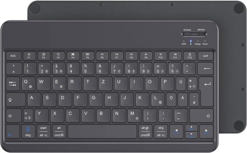 Tastatură Bluetooth Emetok QWERTZ Germană pentru iPad/iPhone/Android, cu Taste Mai Mari, Reîncărcabilă, Ultra-subțire, Neagră