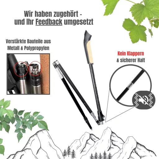 Muawo Összecsukható Nordic Walking Bot 105-135 cm Teleszkopos Szénszálas
