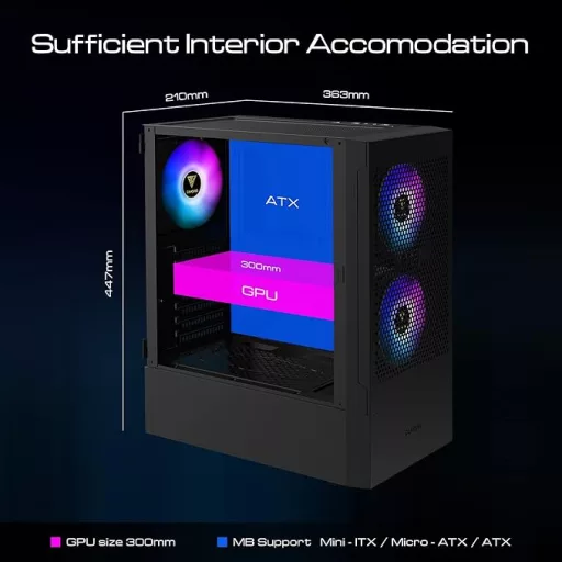 Carcasă PC gaming GAMDIAS TALOS albă, EATX, 3 ventilatoare ARGB, sticlă securizată, Type-C