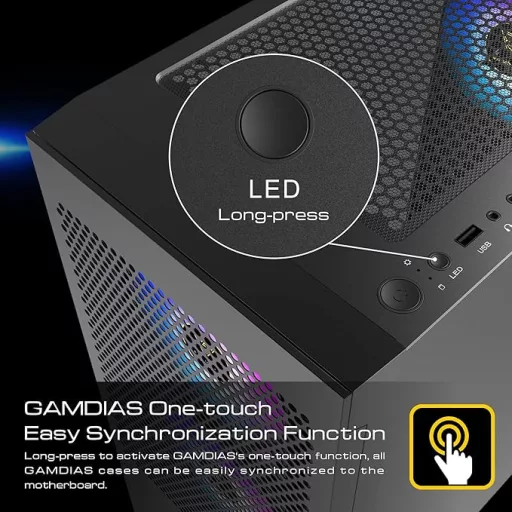 Carcasă PC gaming GAMDIAS TALOS albă, EATX, 3 ventilatoare ARGB, sticlă securizată, Type-C