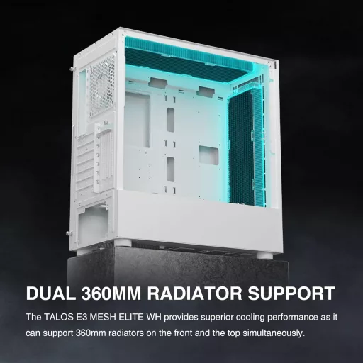 Carcasă PC gaming GAMDIAS TALOS albă, EATX, 3 ventilatoare ARGB, sticlă securizată, Type-C