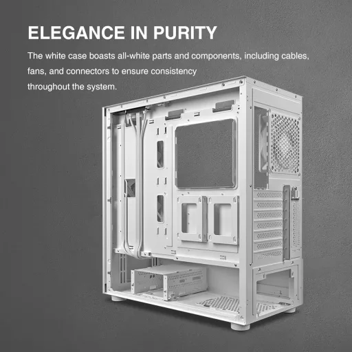Carcasă PC gaming GAMDIAS TALOS albă, EATX, 3 ventilatoare ARGB, sticlă securizată, Type-C