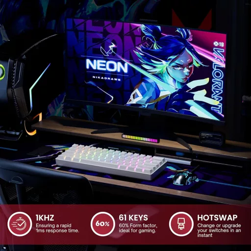 GK61 61 Gombos Mechanikus Gaming Billentyűzet RGB LED Háttérvilágítással