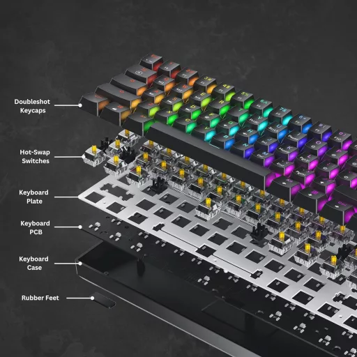 GK61 61 Gombos Mechanikus Gaming Billentyűzet RGB LED Háttérvilágítással