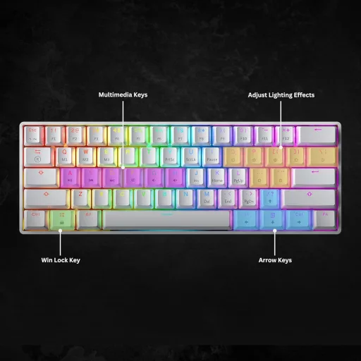 GK61 61 Gombos Mechanikus Gaming Billentyűzet RGB LED Háttérvilágítással