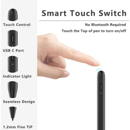 Apple iPad Stylus Pero - Kompatibilné s modelmi Pro, Air, Mini (2018-2023)