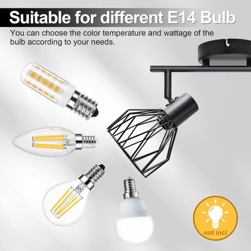 Spot LED de plafon, negru, KYOTECH, cu 2 becuri E14, rotativ 350°.