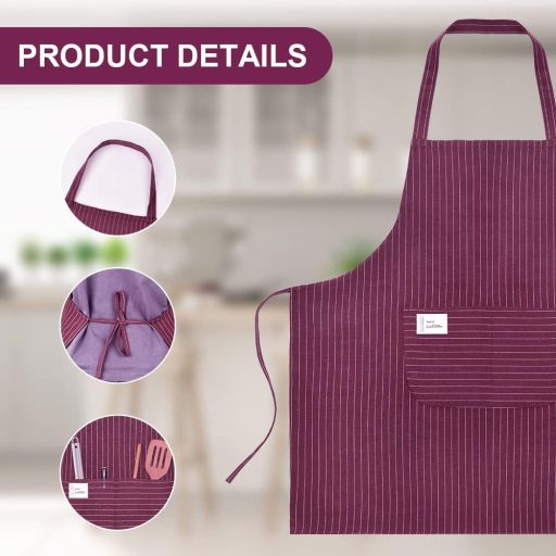 Vicloon konyhai kötény 2 darab zsebekkel, mosható, szürke és bordó