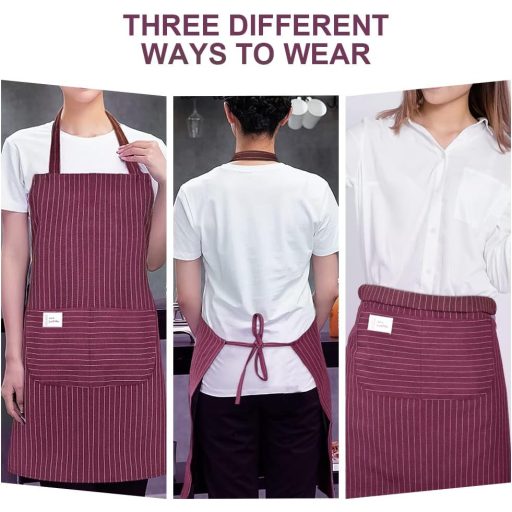 Vicloon konyhai kötény 2 darab zsebekkel, mosható, szürke és bordó