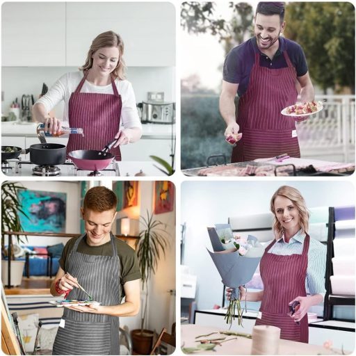 Vicloon konyhai kötény 2 darab zsebekkel, mosható, szürke és bordó