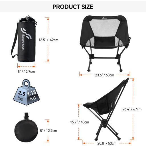 Sportneer Összecsukható Kemping Szék 150 kg Teherbírás Ultrakönnyű Hordozható