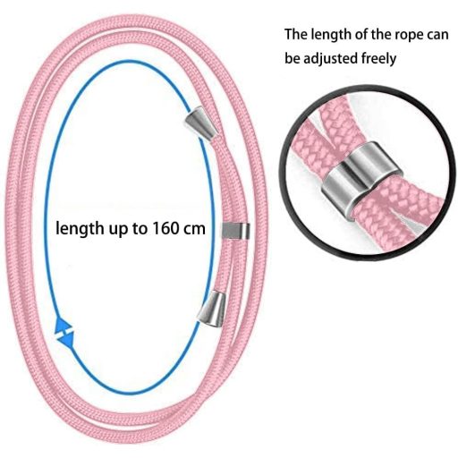 TTSWJBD Priehľadný silikónový obal s popruhom na krk pre Samsung Galaxy A34 5G - Ružový kryt na telefón s odnímateľnou šnúrkou a ochranou displeja