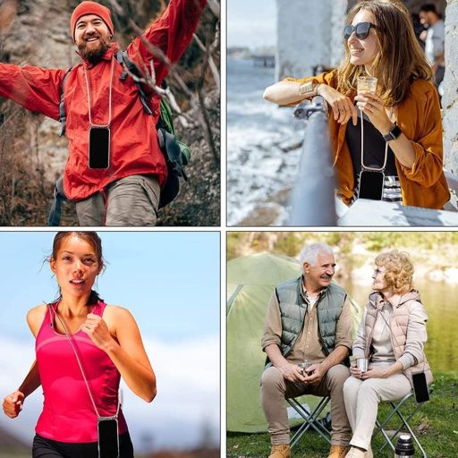 TTSWJBD Samsung Galaxy A34 5G Átlátszó Szilikon Tok Nyakpánttal - Rózsaszín Telefontok Levehető Zsinórral és Képernyővédővel