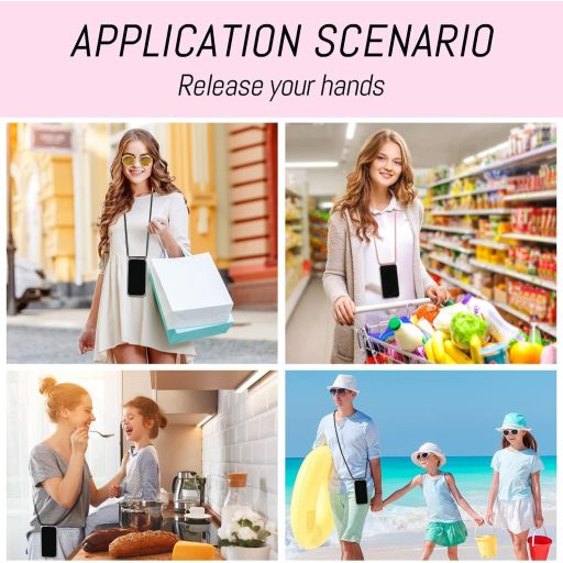 TTSWJBD Samsung Galaxy A34 5G Átlátszó Szilikon Tok Nyakpánttal - Rózsaszín Telefontok Levehető Zsinórral és Képernyővédővel