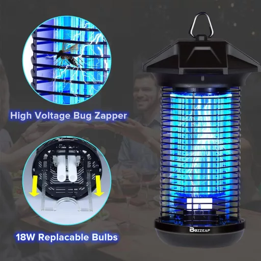 Capcană electrică pentru insecte Buzzeap, pentru uz interior și exterior, capcană pentru țânțari și muște