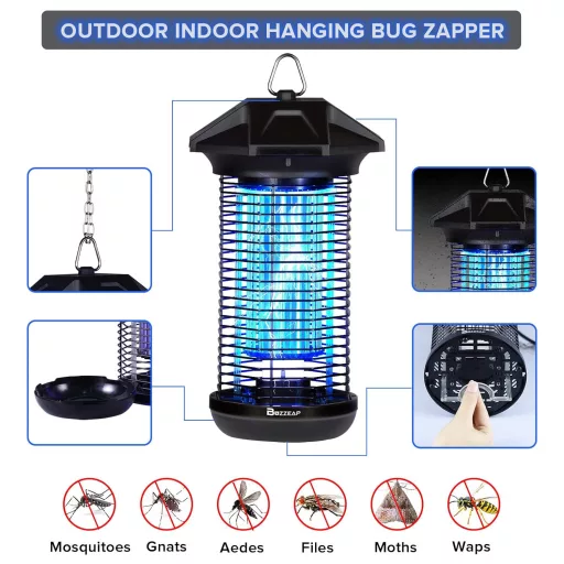 Capcană electrică pentru insecte Buzzeap, pentru uz interior și exterior, capcană pentru țânțari și muște