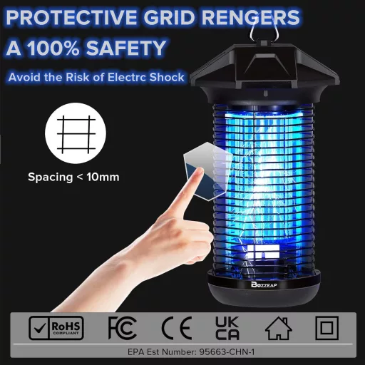 Buzzeap Elektromos Rovarcsapda Beltéri és Kültéri Használatra, Szúnyog és Legycsapda