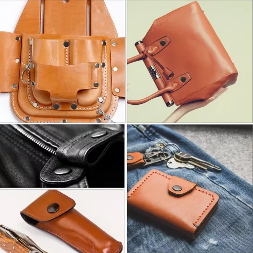 Yolev 12 szett nyomógomb készlet fogóval, 15 mm bőr nyomógomb, 4 szerelőeszköz, fekete