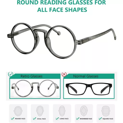 Eyekepper 4 db Nagyméretű Kerek Olvasószemüveg +2.25 Rugós Zsanérral Unisex