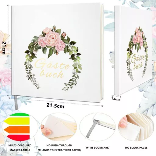 Vjenčani album gostiju s uzorkom vijenca, 165 naljepnica i 100 stranica