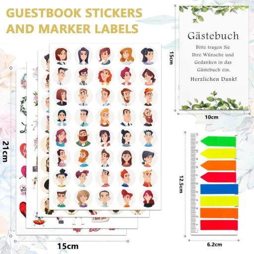 Vjenčani album gostiju s uzorkom vijenca, 165 naljepnica i 100 stranica