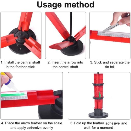 DONGKER Podesivi uređaj za ljepljenje pera strijela s mjernom skalom za DIY izradu strela