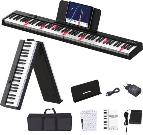 OYAYO 88 Billentyűs Összecsukható Digitális Zongora - Félsúlyozott Billentyűk, Bluetooth, MIDI, 128 Ritmus és Hangszín, Kezdőknek