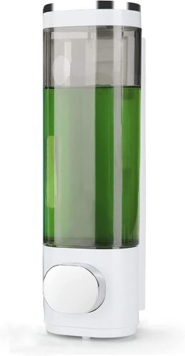 goldenwarm Fali Adagoló 300ml - Fekete-Fehér Műanyag Szappanadagoló Fürdőszobába és Konyhába - Fúrás Nélkül Felszerelhető Sampon és Tusfürdő
