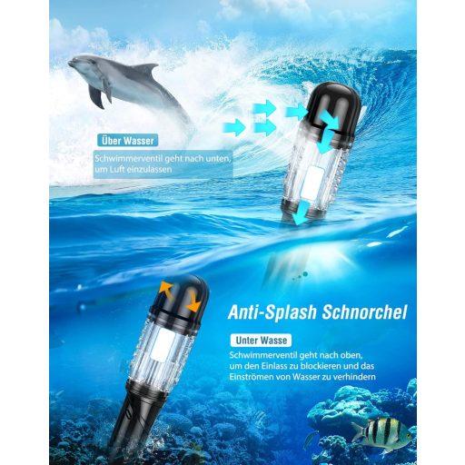 Lealinga 3 az 1-ben búvárkészlet állítható úszólábakkal, anti-szivárgó maszk és száraz snorkel